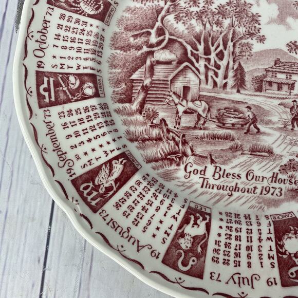 Alfred Meakin Staffordshire England 1973 Zodiac Calendar Plate 9 Inch - Picture 6 of 12